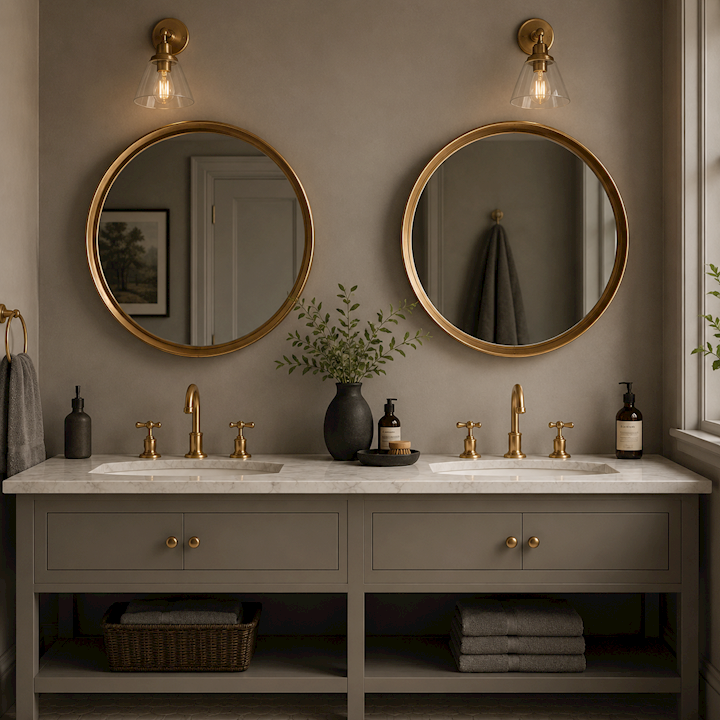 ROUND DEEP FRAME GOLD MIRROR 70cm